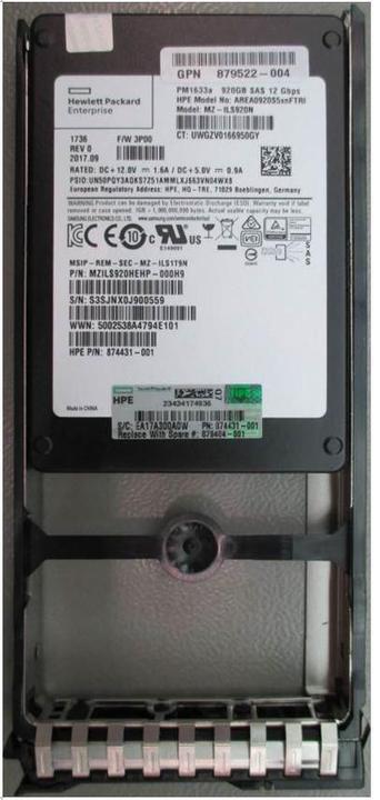 Actual product image HPE 920GB SSD SFF SS20000 FIPS SM (920 GB, 2.5")