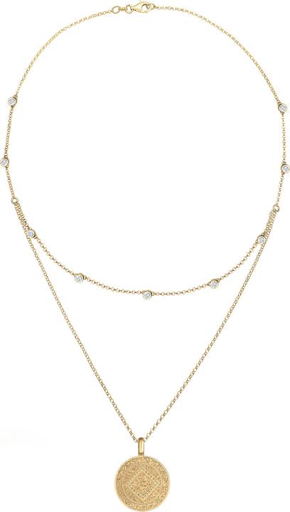 Produktbild Elli 2-lagige Kette Münz-Anhänger Kristallen (Sterling Silber, 40 cm)