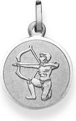 Image du produit Natsumi Schmuck Pendentif Signe du zodiaque Sagittaire en or blanc 18K/750 rond avec ange (Or blanc 750/18 K)