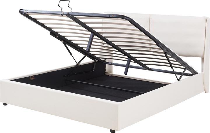 Produktbild En.Casa Polsterbett Lunner mit Bettkasten 140x200 cm Beige (200 x 140 cm)