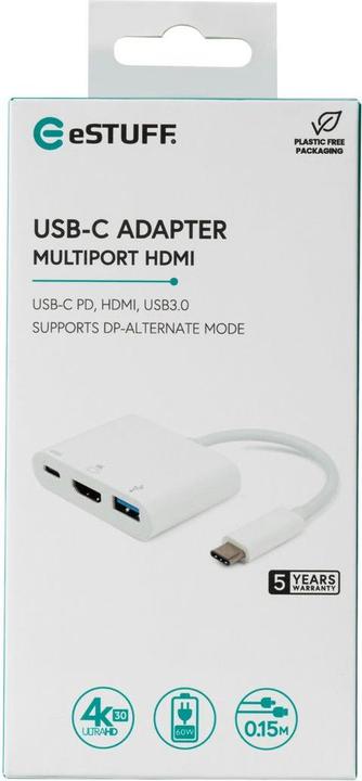 Image du produit eSTUFF USB-C AV Multiport Adapter (USB-C, 3 Ports)