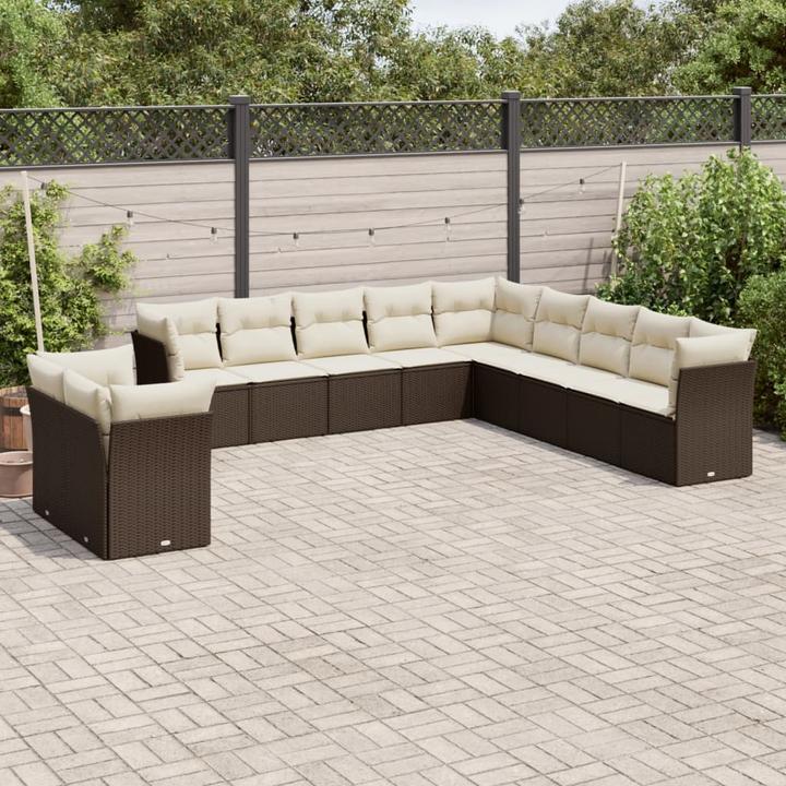 Produktbild VidaXL Gartenmöbel Sofa Garnitur Lounge Sitzgruppe 12-tlg. Braun Poly Rattan