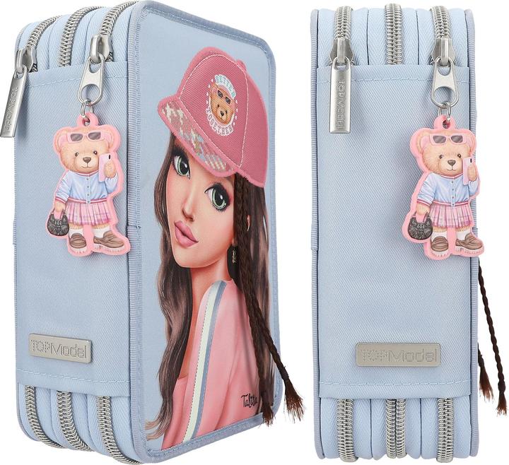 Produktbild Magni Depesche TOPModel Federtasche TEAM TEDDY 3- Fach gefüllt blau Teddy-Anhänger