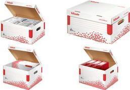 Produktbild Dymo Esselte Archiv-Klappdeckelschachtel SPEEDBOX, DIN A4, weiss/rot, für DIN A4+ Format, aus 100% (A4)