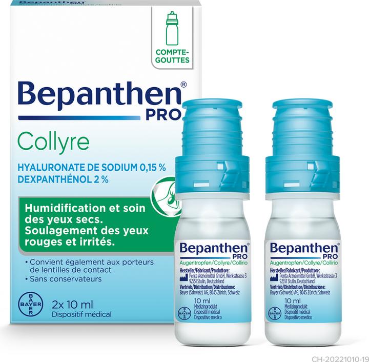 Bepanthen PRO Collyre (20 ml, Gouttes pour les yeux 2 x 10 ml)