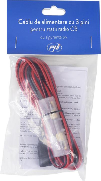 Produktbild PNI Stromkabel mit 3 Pins und 5A-Sicherung für CB-Funkgeräte, Länge 200 cm (2 m)