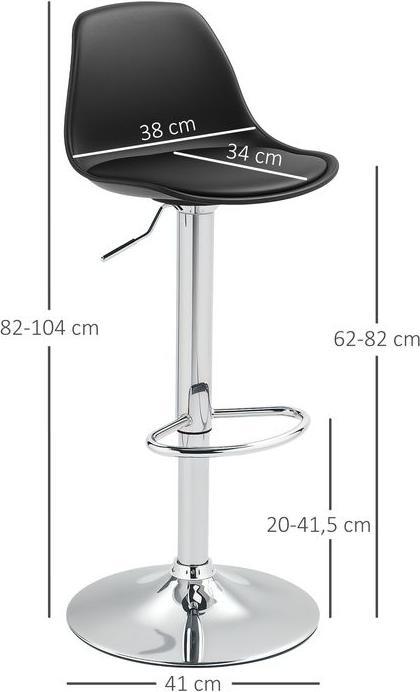 Produktbild Swisshandel24 Barhocker 2er Set, Gepolstert Barstuhl mit Stahlgestell, Lehne für Küche Schwarz