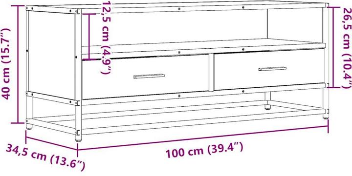 Produktbild VidaXL TV Schrank Lowboard Fernsehschrank Fernsehtisch TV Möbel Räuchereiche (100 x 34.5 x 40 cm)