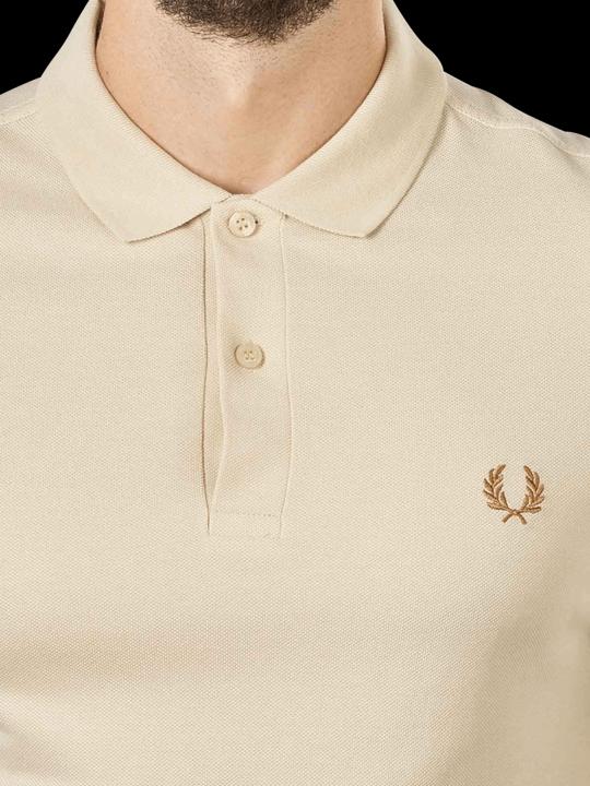 Actual product image Fred Perry Plain Polo Shirt Short Sleeve Oatmeal (XL)