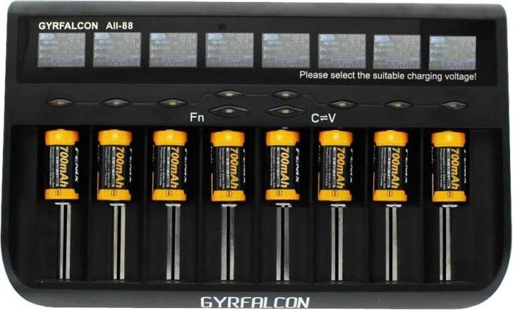 Actual product image AccuCell 8fach Schnell-Ladegerät und 8 Stück CR123 A Li-ion Akku (1 pcs., CR123A, 760 mAh, Battery + charger)