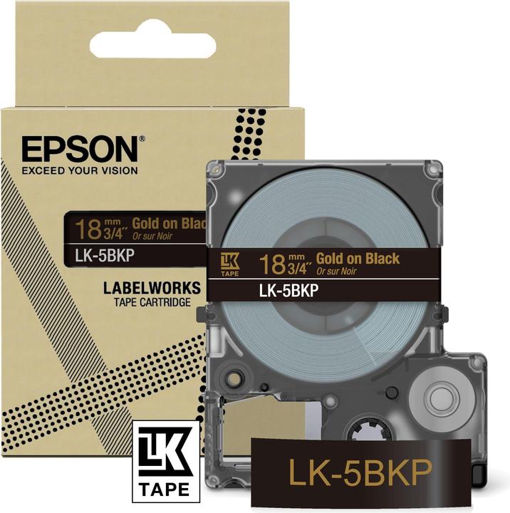 Epson Metallic Black/Gold 18mm LK-5BKP (1.80 cm, Schwarz)