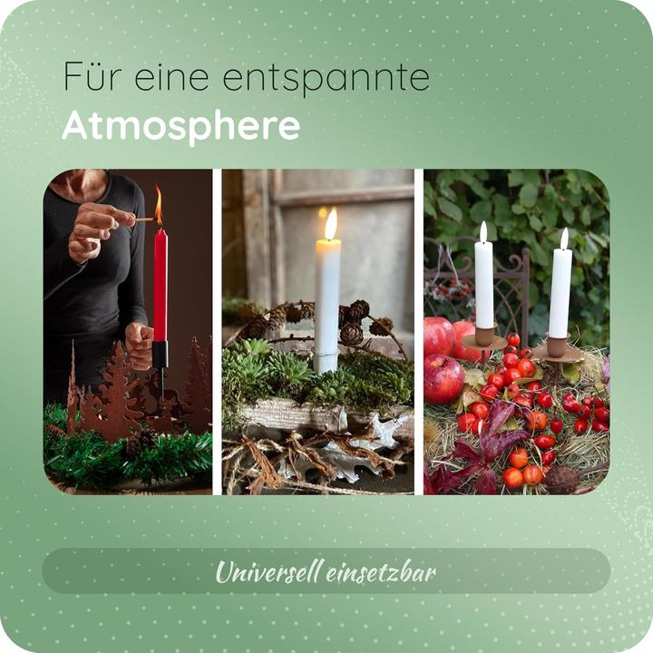 Produktbild Novaliv 4x Stabkerzenhalter Adventskranz SILBER mit Teller Kerzenteller zum Stecken rund Kerzenpick