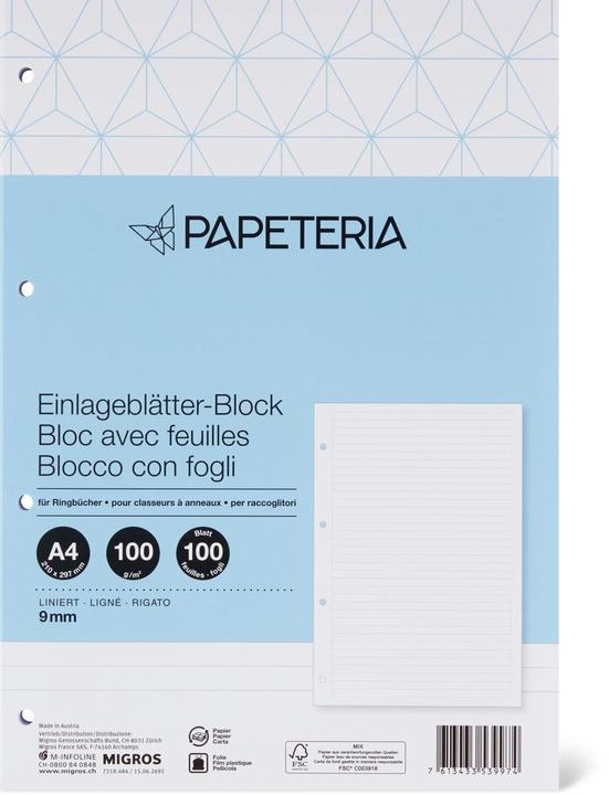Produktbild Papeteria Einlageblätter-Block (A4, Liniert)
