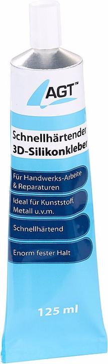 Actual product image AGT Set of 3 fast-curing 3D silicone glue, transparent, 125 ml