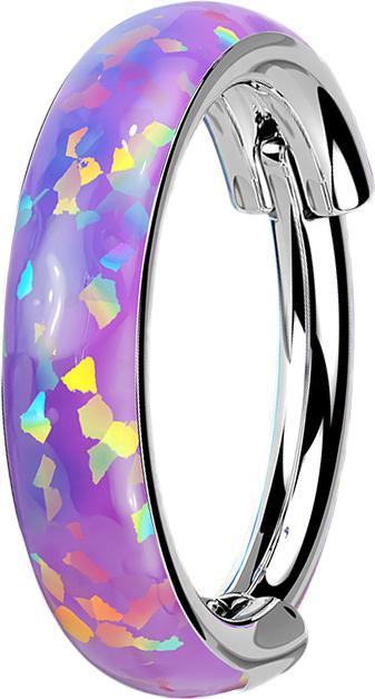 Image du produit Star Piercing Micro bague segment pliable argent côté opale large bande violette (sans laiton, Titane G23)