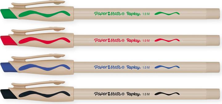 Produktbild Paper Mate Radierbare Kulli REPLAY 6er sw/bl/rt/gr M (Blau, Schwarz, Beige, Rot, Grün)