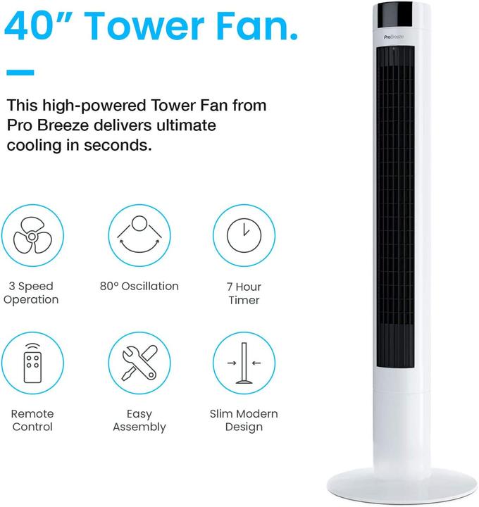 Produktbild Breeze Oszillierender Turmventilator (48 dB)