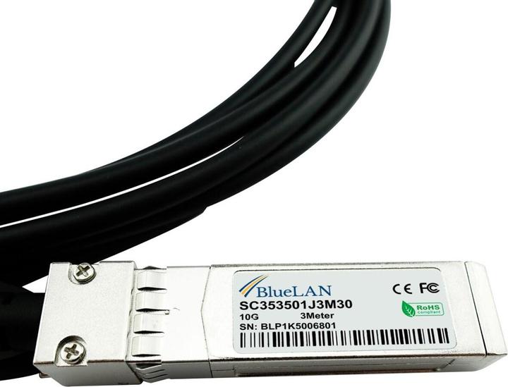 Actual product image CBO HPE X240 JD097C compatible BlueLAN DAC SFP+ SC353501J3M30