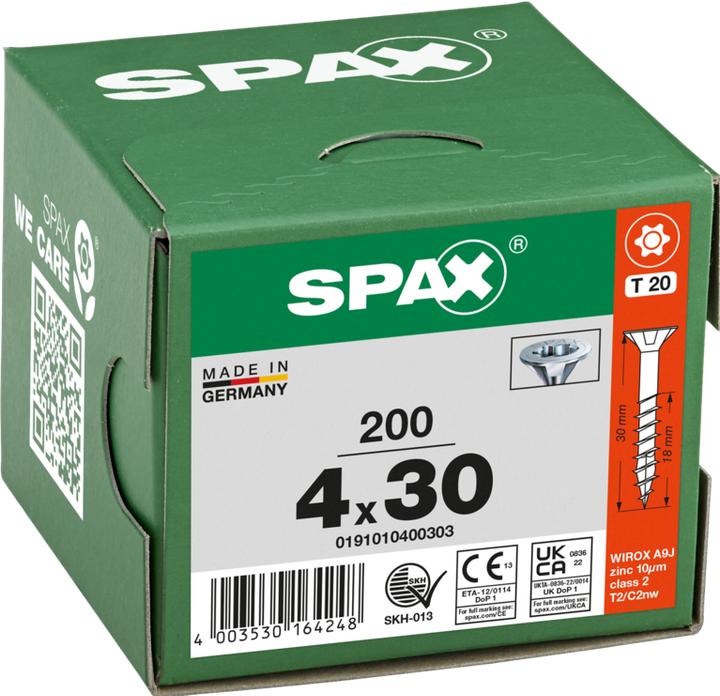 Image du produit Spax Vis universelles 4 x 30 mm, 200 pièces (200 Vis par pièce)