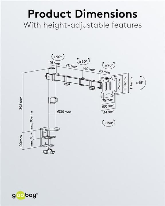 Image du produit Goobay Support d'écran Single Flex (Tables, 32")