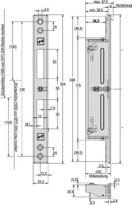 effeff EFF 809HZV----35-01 FlachschlieÃblech B=25,5mm Verstellweg=9mm Ed