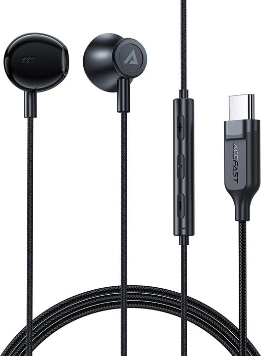 Actual product image Acefast L2 in-ear headphones with USB-C connector, microphone and remote control 1.2 m - black (Cable)