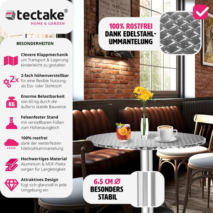 Image du produit tectake Tables de bistrot (Ø 60 x 114 cm)