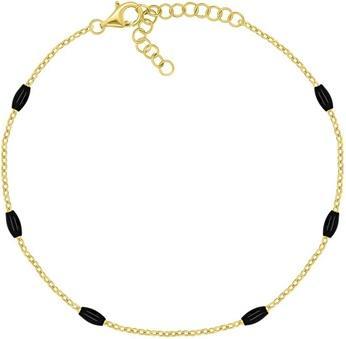 Brilio Silver Gold-Plated Bracelet With Black Beads Brc229ybc