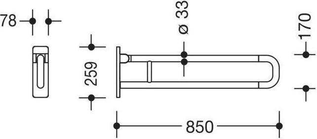 Produktbild Hewi Stützklappgriff SERIE 801 d= 33mm, Aluminiumkern 850mm reinweiss