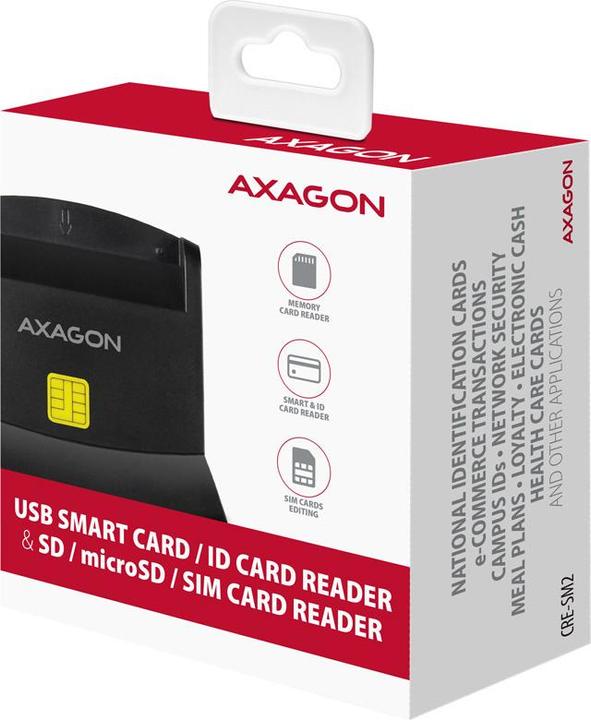 Produktbild Axagon CRE-SM2 USB Smart Card und SD/microSD/SIM Card Reader - USB 2.0 (USB 2.0)
