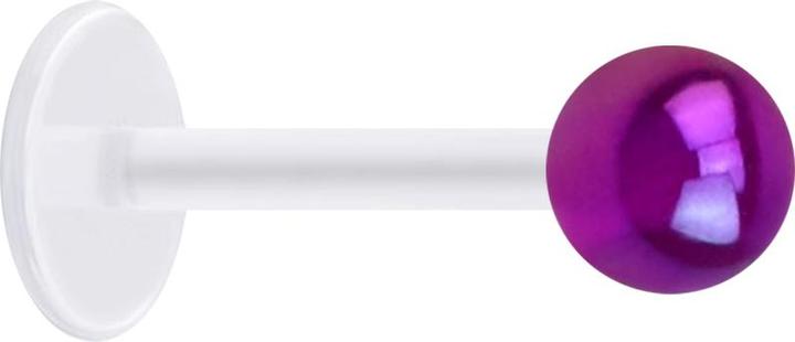 Produktbild Star Piercing Micro Labret transparent mit Kugel beschichtet violett (Acryl, ohne Messing, Bioflex)