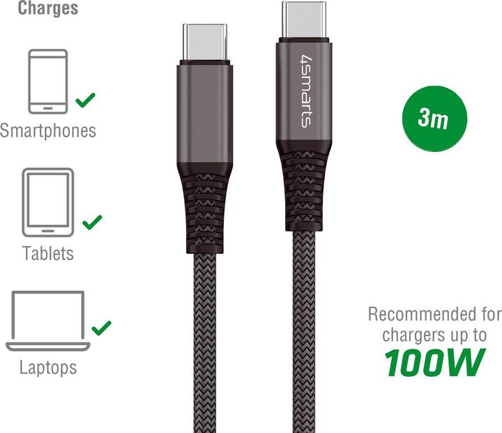 Produktbild 4smarts USB C – USB C (3 m, USB 2.0)