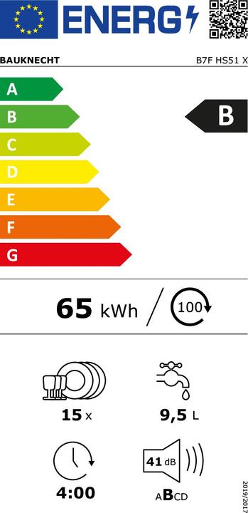 Label énergétique Bauknecht B7F HS51 X