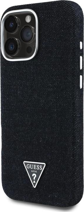 Actual product image Guess Case Denim Triangle Logo MagSafe for iPhone 16 Pro black (Apple iPhone 16 Pro)