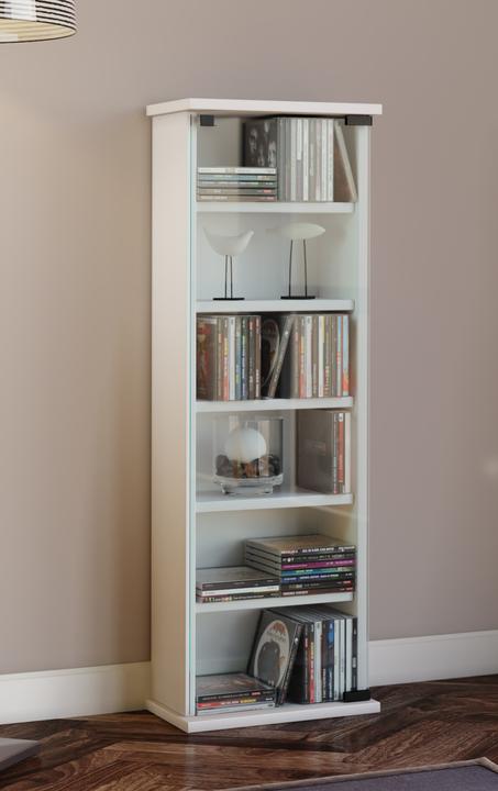 Produktbild VCM Holz CD DVD Stand Regal Vetro mit Glastür (31 x 18 x 92 cm)