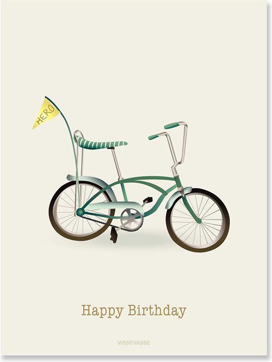 Actual product image Vissevasse Greeting card Happy birthday bicycle (2 pcs.)