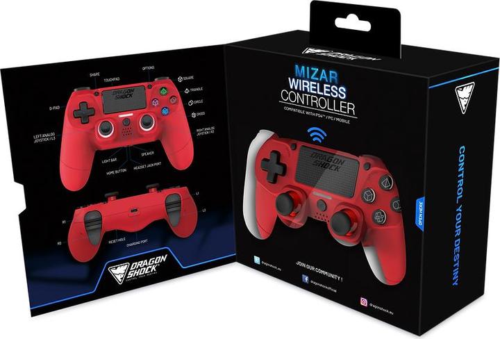 Image du produit DragonShock Manette Mizar sans fil rouge PS4 (PS4)