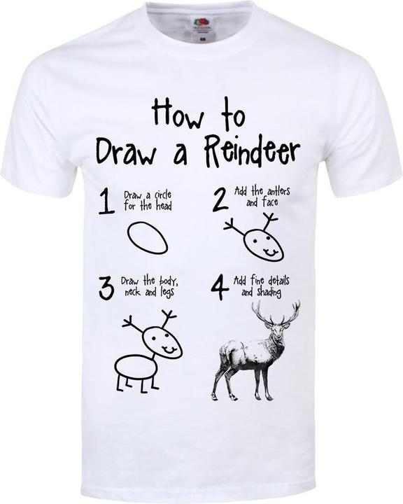 Grindstore How To Draw A Reindeer TShirt (XL)