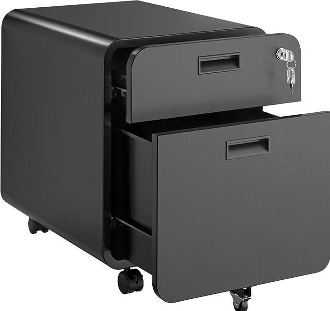 Produktbild LogiLink Mobiler Aktenschrank auf Rollen, 2 Fächer, abschliessbar, bis 15 kg, Schwarz