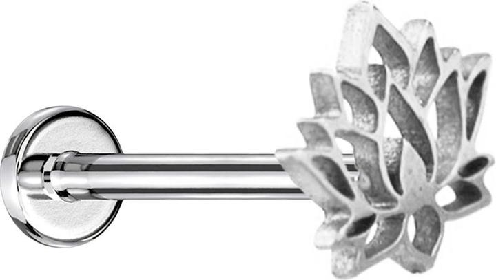 Star Piercing Micro Labret Innengewinde silber Lotusblume (ohne Messing, Chirurgenstahl 316L)