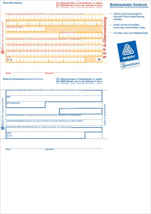 Produktbild Avery Sepa-Überweisung (100 x)