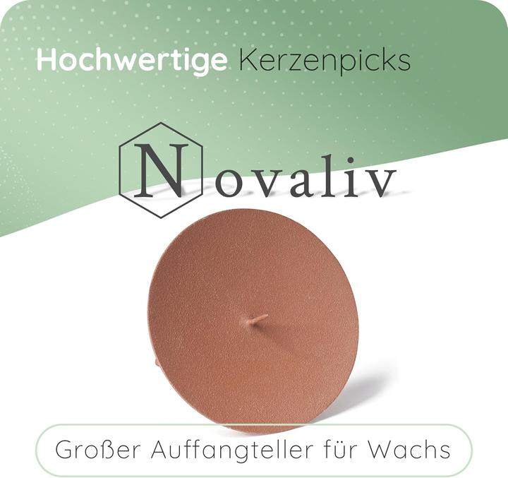Actual product image Novaliv 8x Candle Pick | Spike, 12 cm ROST | Candle Holder for Advent Wreath Candle Pin Christmas Wreath (12 x 12 x 12 cm)