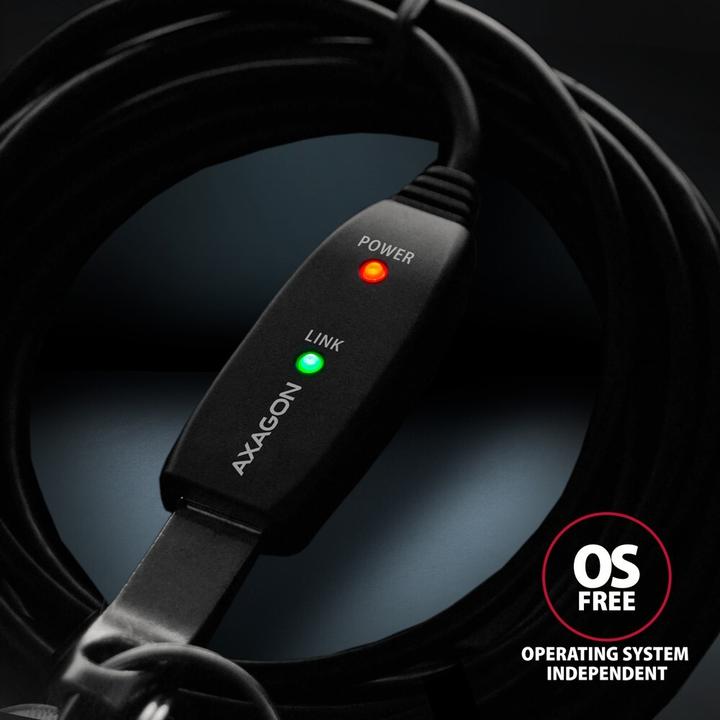 Produktbild Axagon ADR-210 aktives USB-Verlängerungskabel, USB 2.0, USB-A auf USB-A (10 m, USB 2.0)