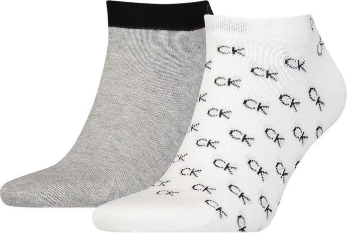 Immagine prodotto Calvin Klein Calzini da uomo All Over CK Logo 2 Pack Sneaker, Bianco, 43/46 (Confezione da 2, 43 - 46)