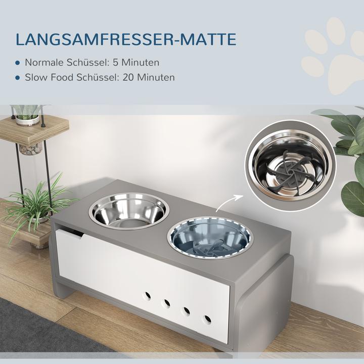 Actual product image PawHut Hundenapf MDF, Stahl Grau (2 l)