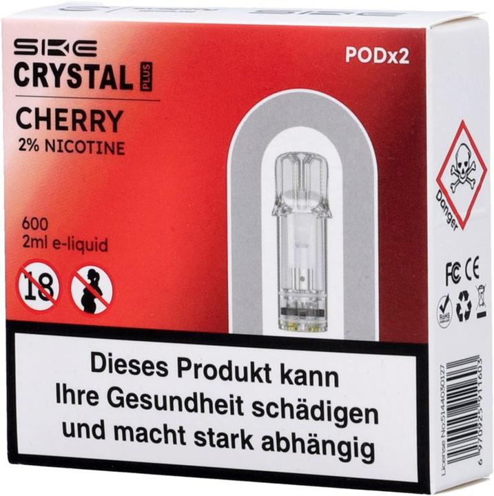 Produktbild SKE Crystal Plus Cherry Ice - E-Pod-Nachfüllung - 2 Stk. à 2 ml (Kirsche)