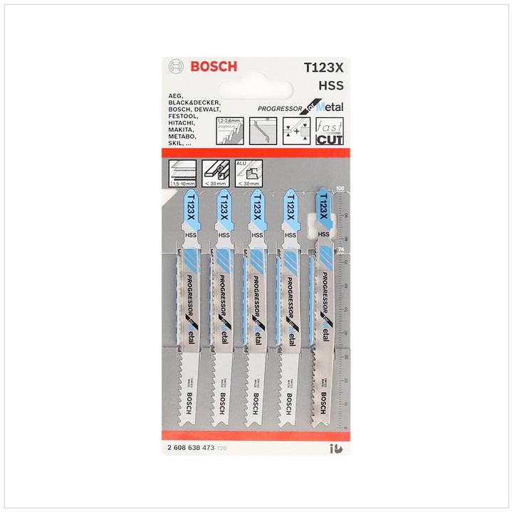 Actual product image Bosch Professional Zubehör PRO Metal thick and thin T123XF jigsaw blade, 100 mm, 5 pcs.