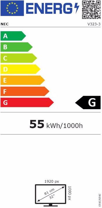 Energy Label NEC MultiSync V323-3 (1920 x 1080 pixels, 32")