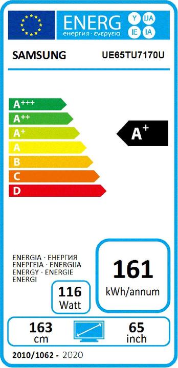 Energy Label Samsung UE65TU7170 (65", LED, 4K, 2020)