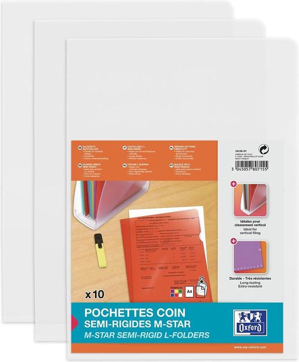 Produktbild Elba Sichthüllen M Star, aus PVC-Hartfolie 0,15 mm, farblos 2 seitliche Greiflöcher (A4, 10 x)